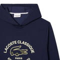 Navy - Side - Lacoste Mens Fleece Lounge Hoodie