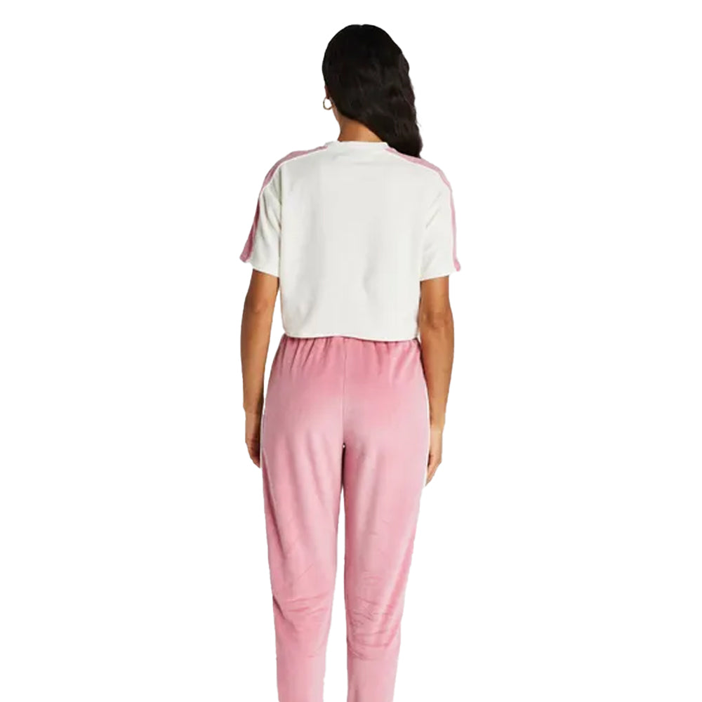 Ecru - Back - SikSilk Womens-Ladies Velour Crop T-Shirt