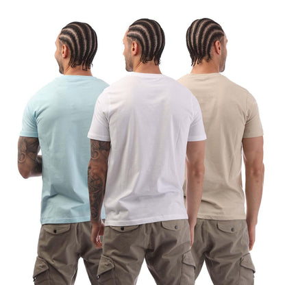 Blue-Beige-White - Back - Nicce Mens Krylbo T-Shirt (Pack of 3)