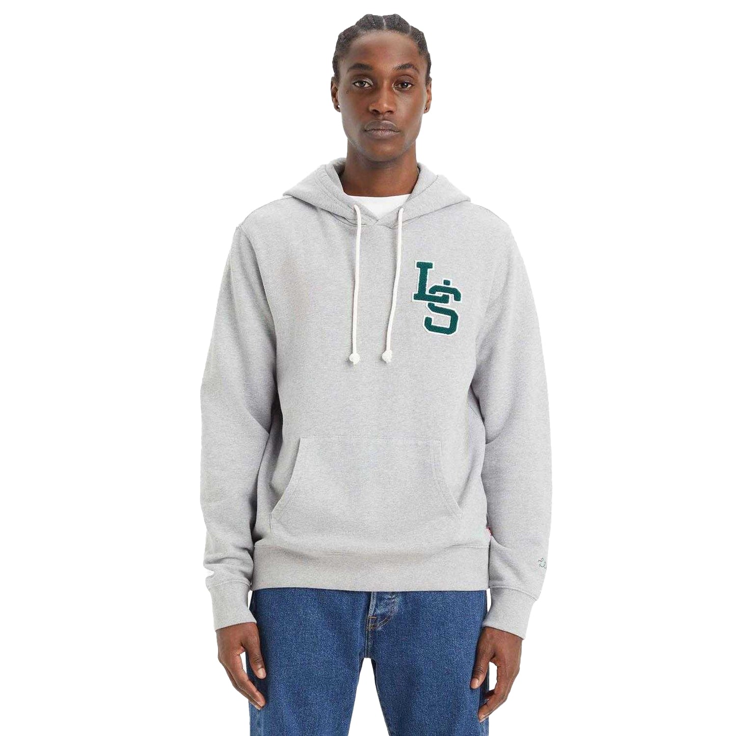 Grey - Pack Shot - Levis Mens Letterman Hoodie