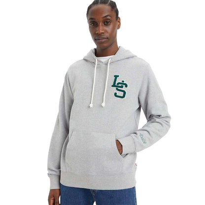 Grey - Close up - Levis Mens Letterman Hoodie