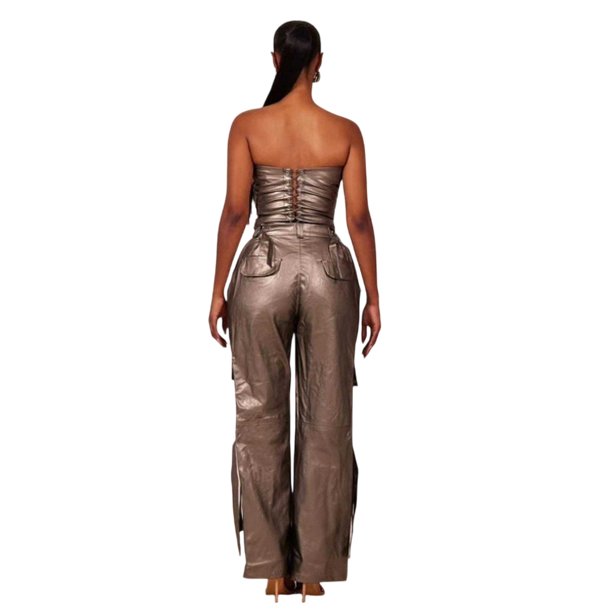 Bronze - Back - Mars The Label Womens Zeda Cargo Trousers