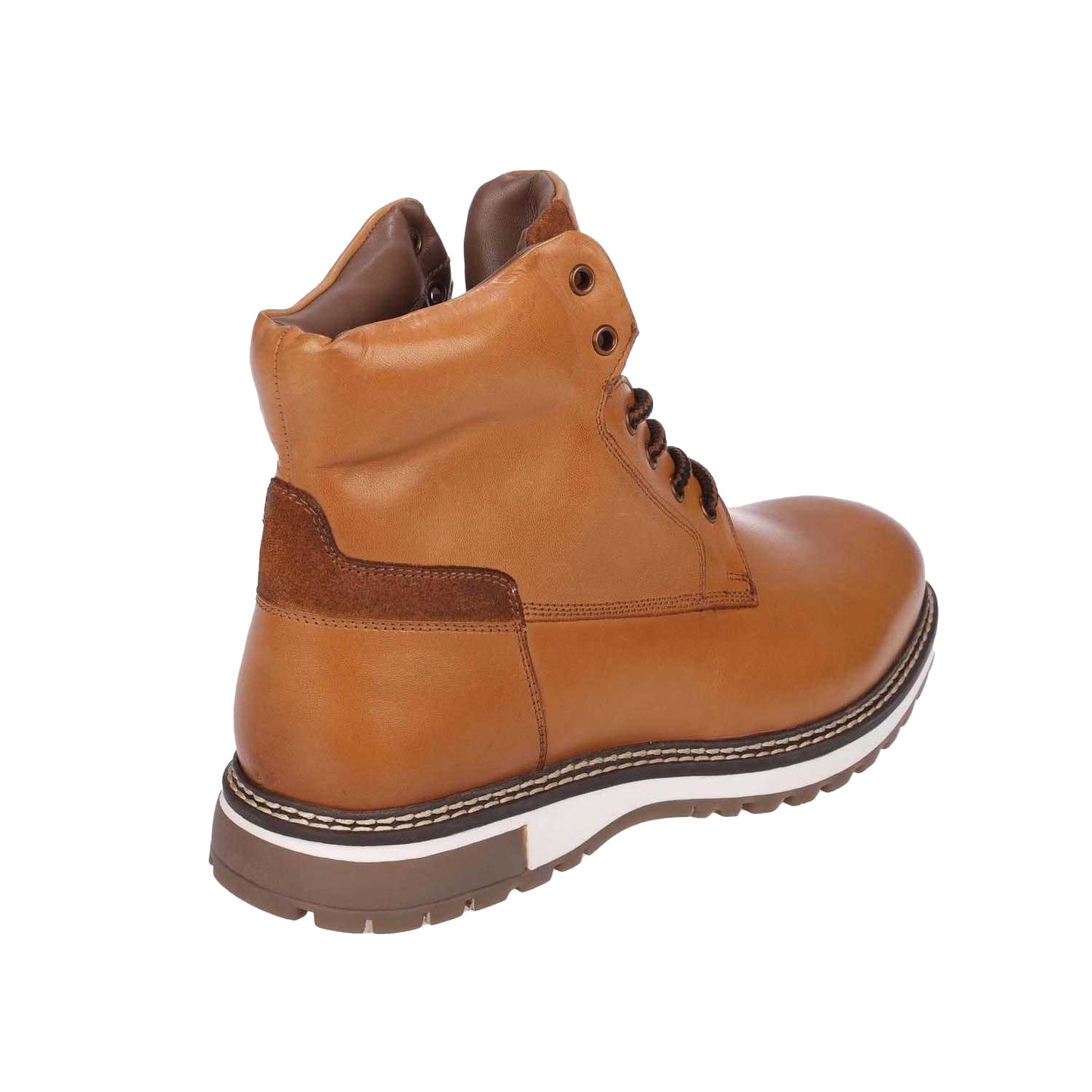 Brown-Brown - Back - Dune London Mens Contor Leather Flat Heel Ankle Boots