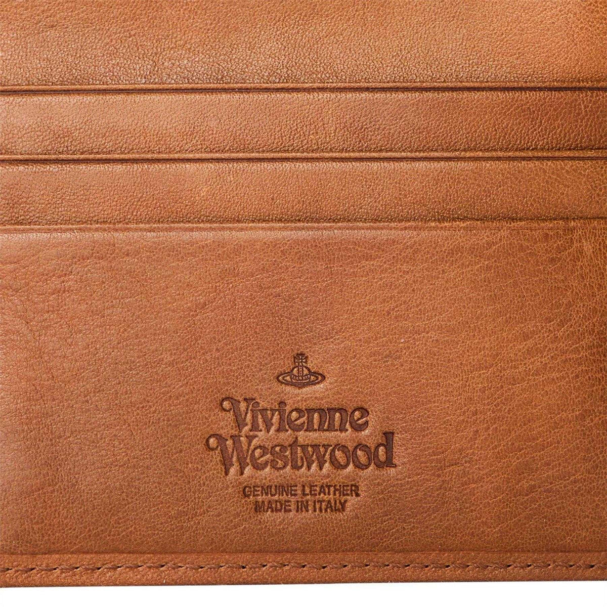 Honey - Side - Vivienne Westwood Mens Leather Debossed Orb Card Holder