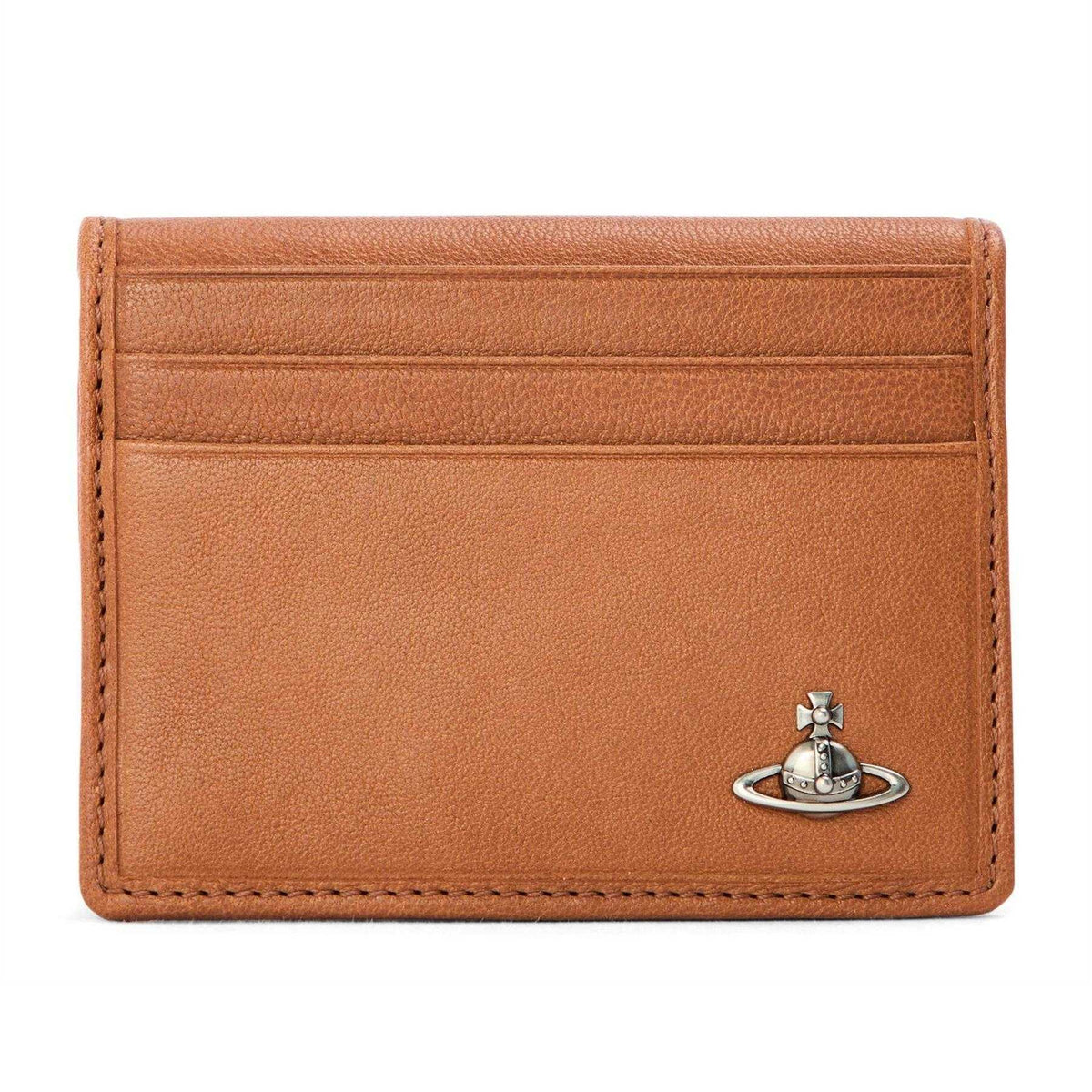 Honey - Front - Vivienne Westwood Mens Leather Debossed Orb Card Holder