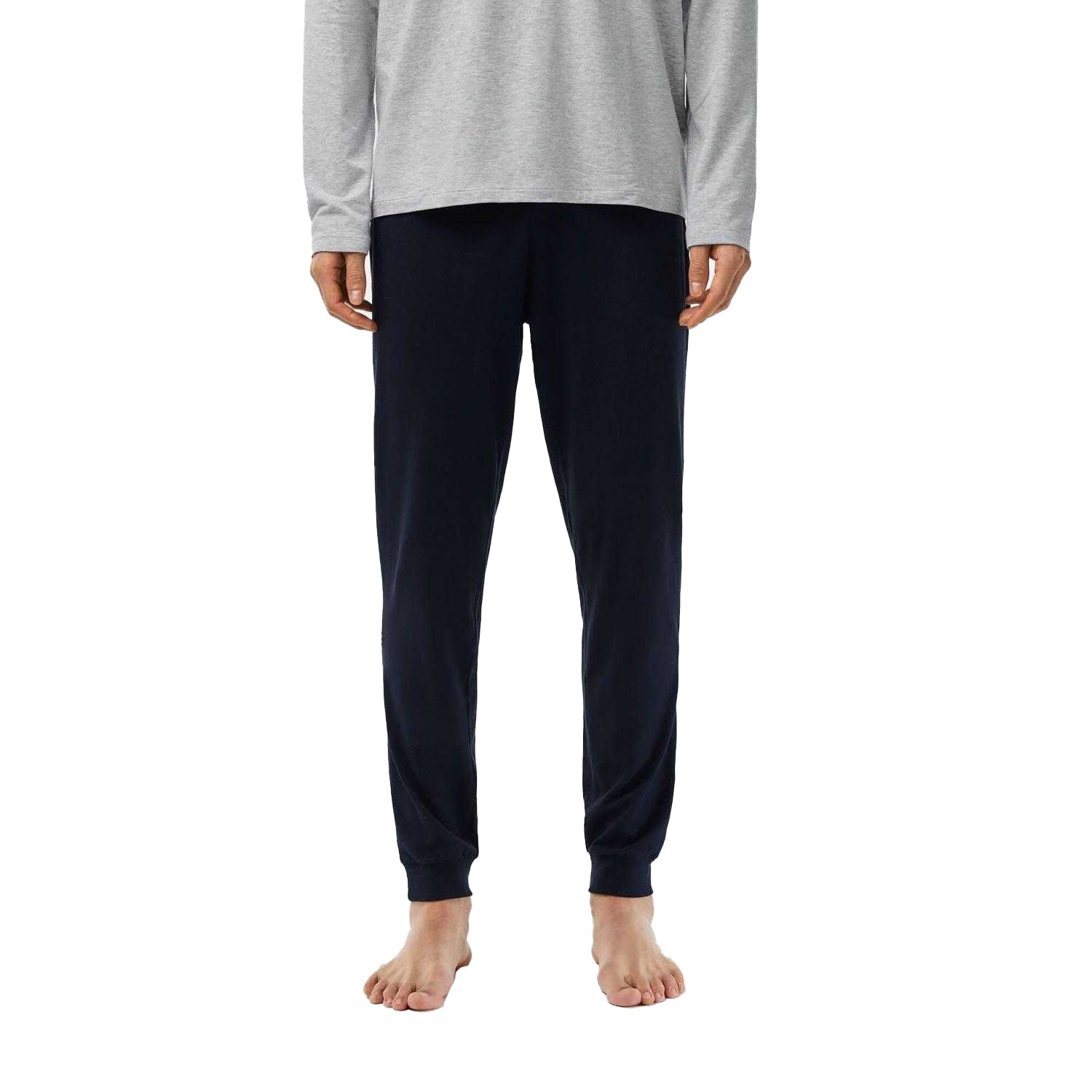 Navy-Grey - Lifestyle - Lacoste Mens Fitted Long-Sleeved Pyjama Set