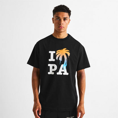 Black - Lifestyle - Palm Angels Mens Graphic Print Regular T-Shirt