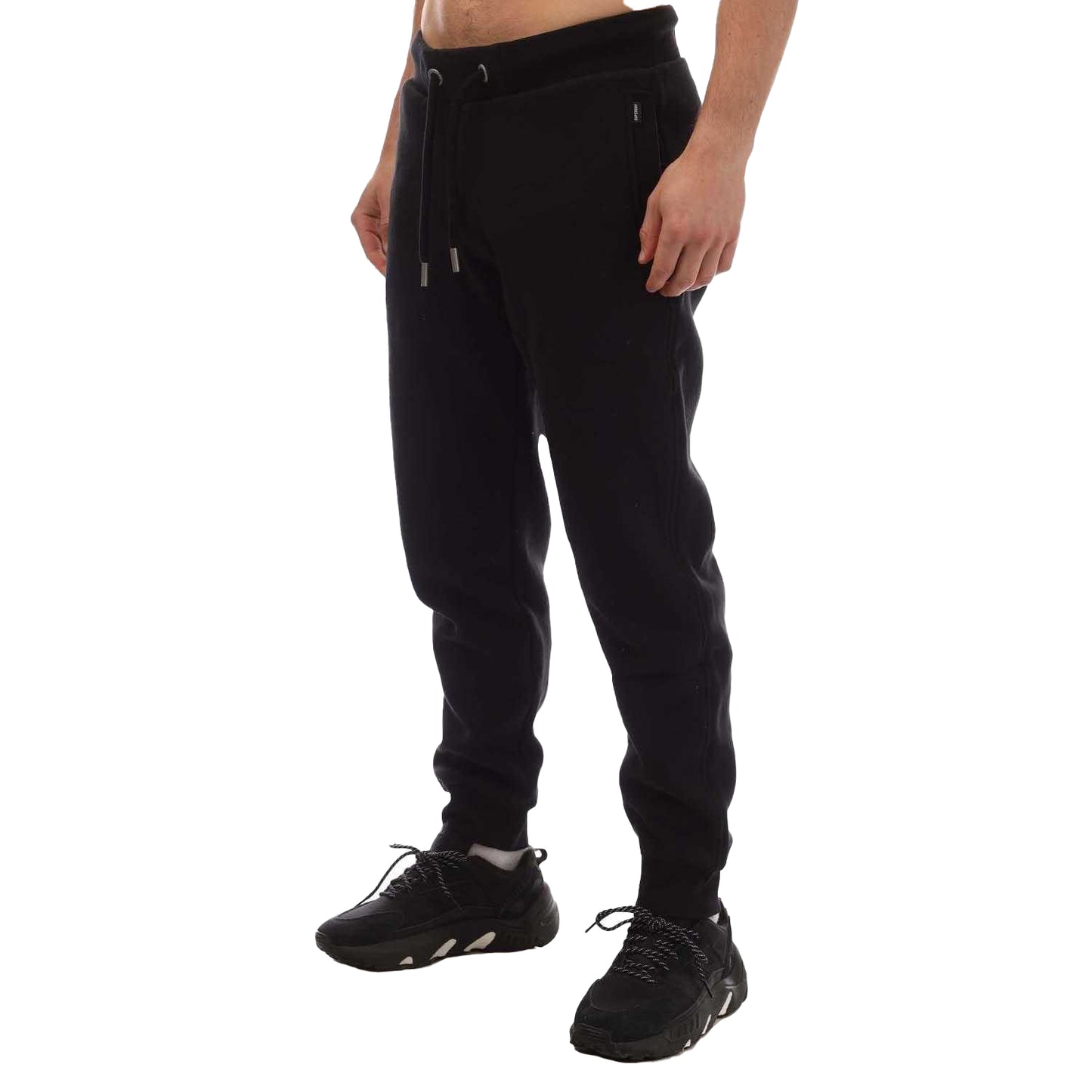 Black - Side - Superdry Mens Vintage Logo Embroidered Jogging Bottoms