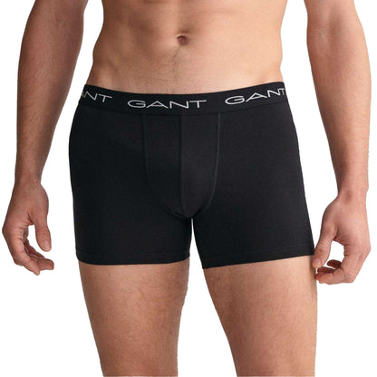 Black - Side - Gant Mens Boxer Shorts (Pack of 3)