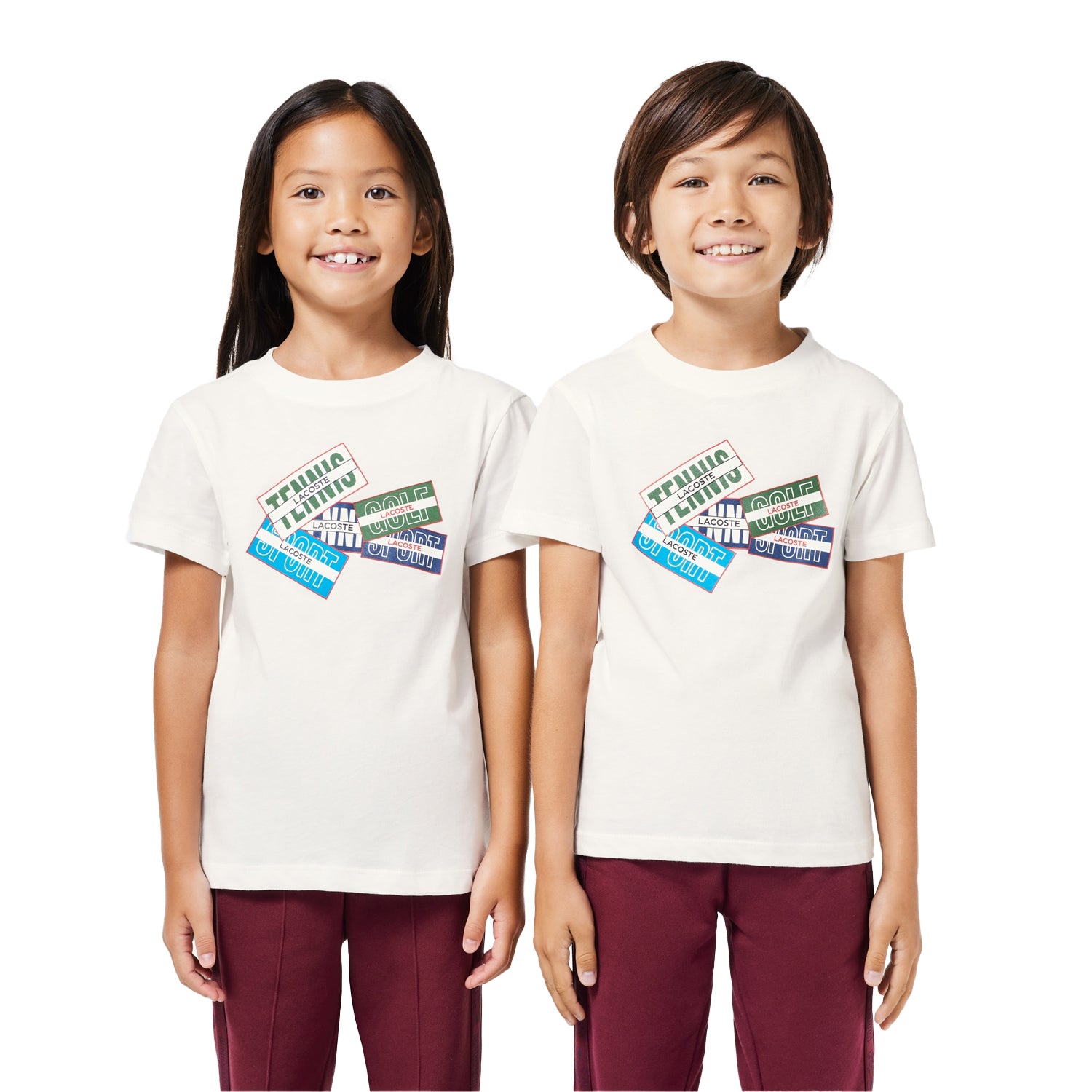 Cream - Side - Lacoste Childrens-Kids Badge Cotton T-Shirt