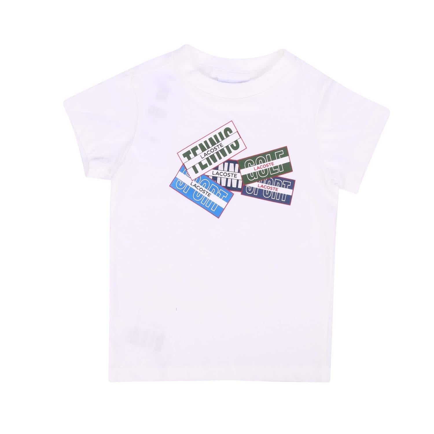 Cream - Front - Lacoste Childrens-Kids Badge Cotton T-Shirt
