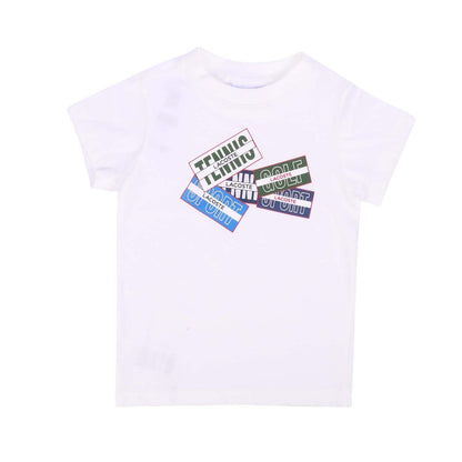 Cream - Front - Lacoste Childrens-Kids Badge Cotton T-Shirt
