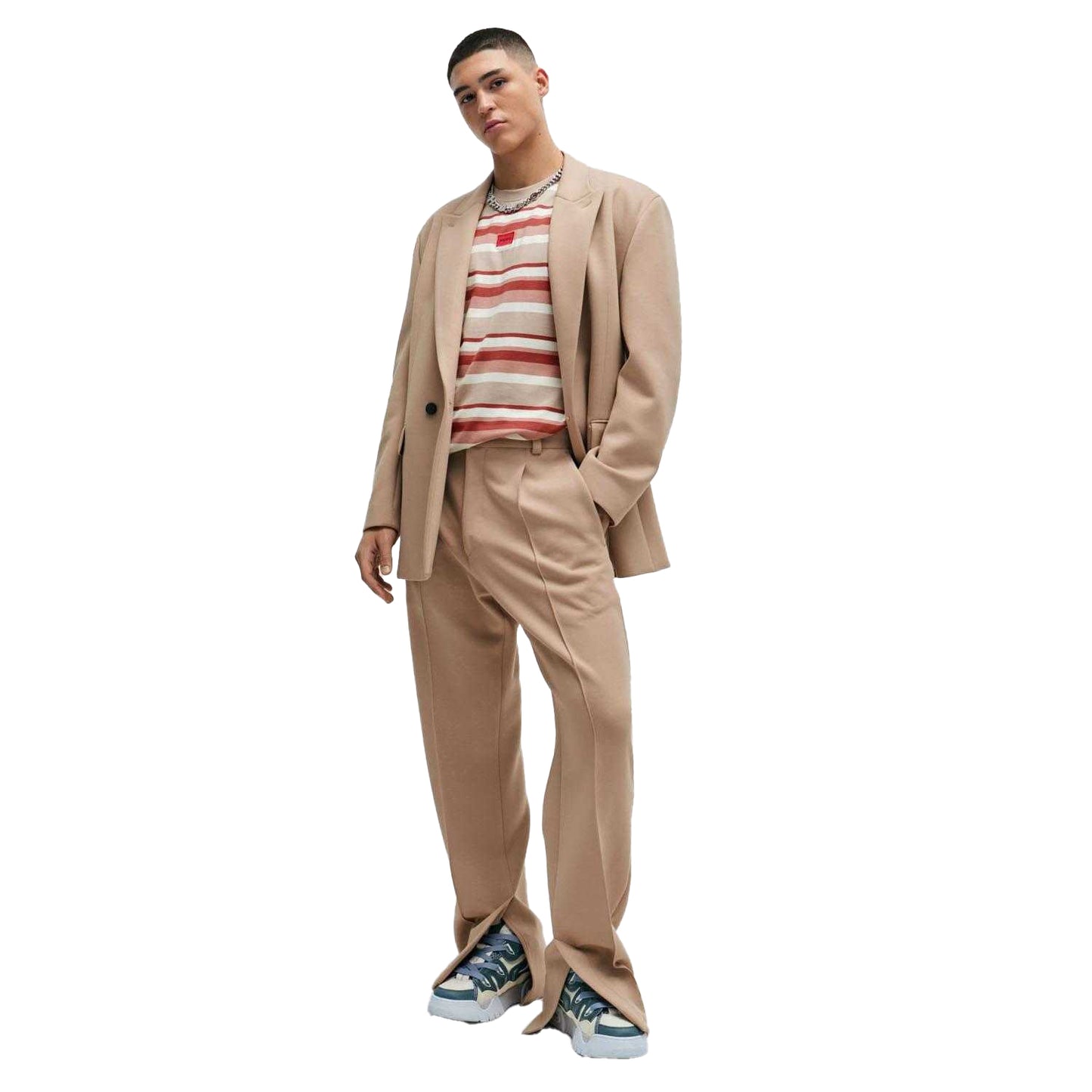 Multicoloured - Pack Shot - Hugo Mens Diragolino Striped T-Shirt