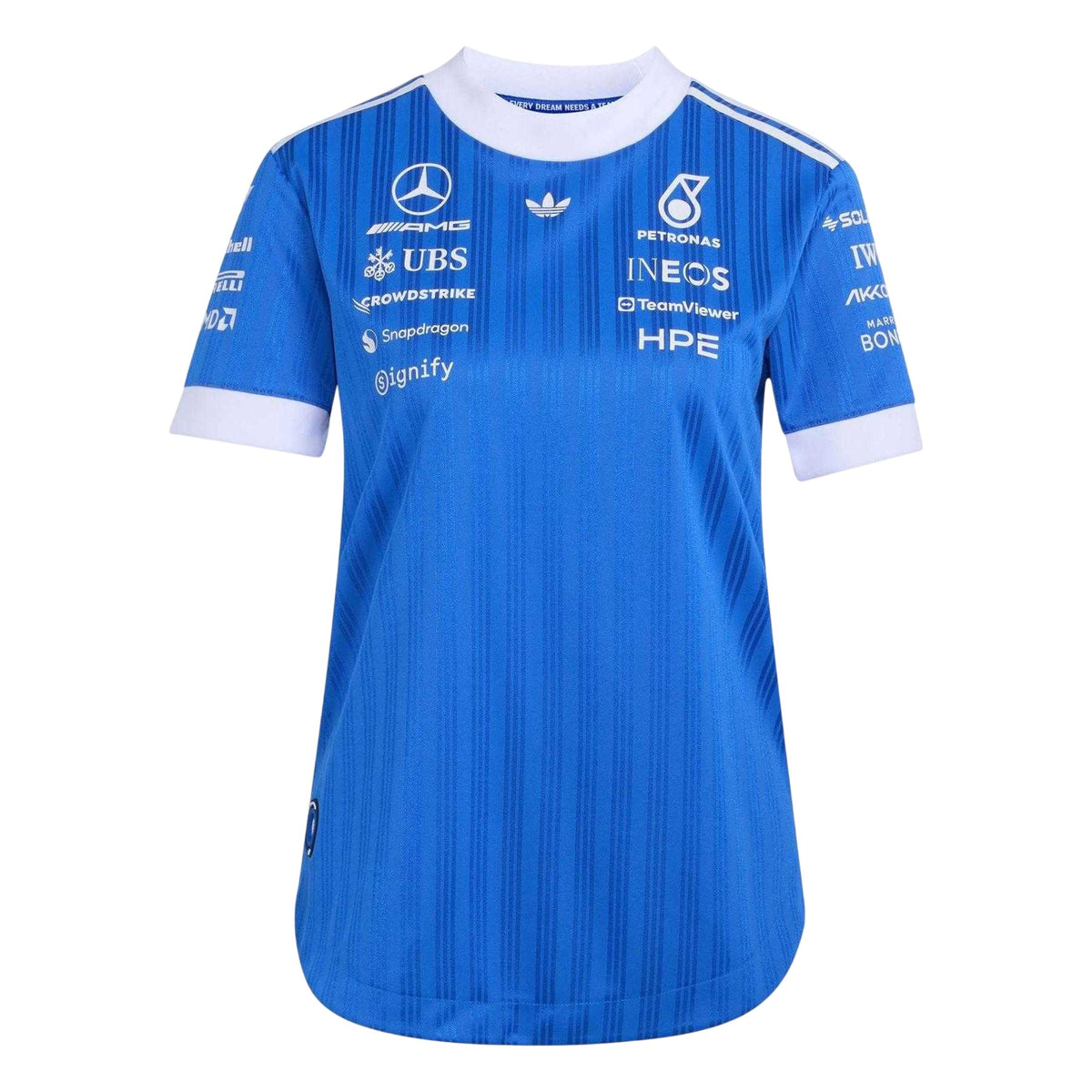 Blue-White - Front - Adidas Womens Originals Vertical Stripe Short Sleeved T Shirt