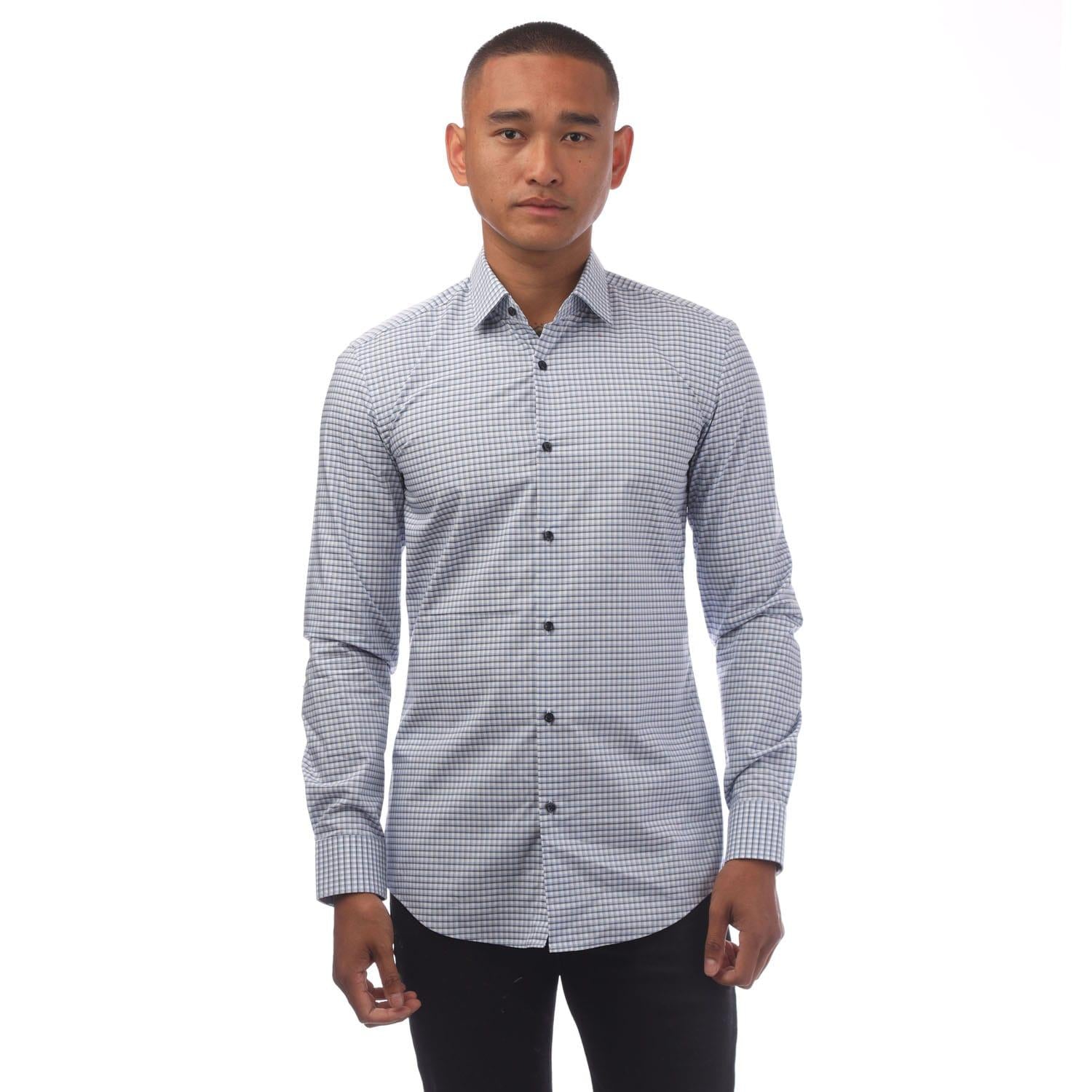 Light Blue - Front - Hugo Boss Mens Kenno Shirt