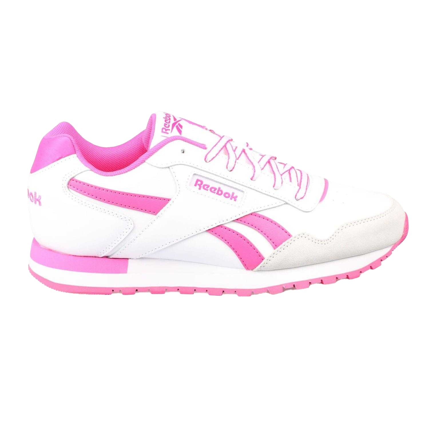 White-Pink - Side - Reebok Childrens-Kids Royal Glide Trainers