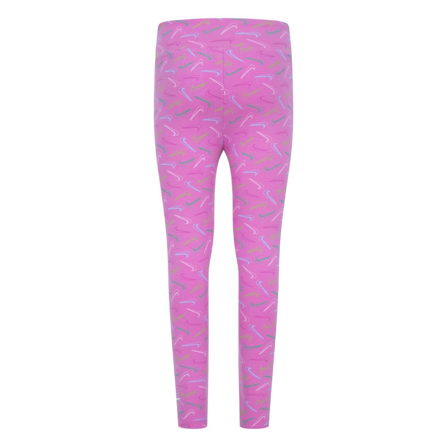 Pink-White - Back - Nike Girls Swoosh Leggings