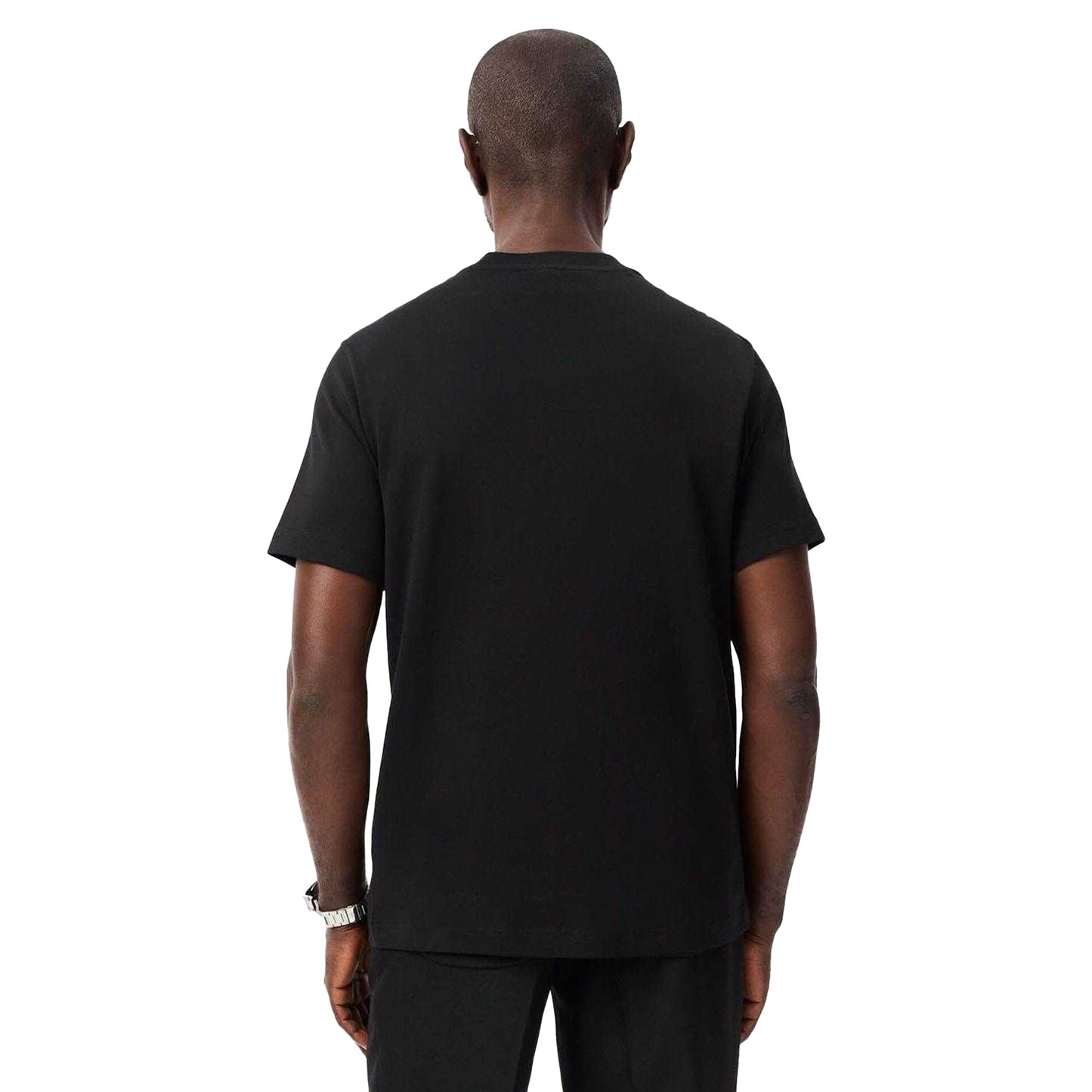 Black-White - Back - Lacoste Mens Heavy Cotton T-Shirt