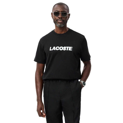 Black-White - Side - Lacoste Mens Heavy Cotton T-Shirt