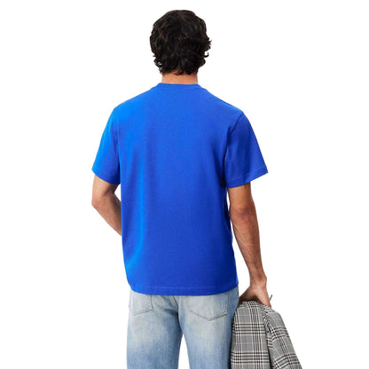 Blue-White - Back - Lacoste Mens Heavy Cotton T-Shirt