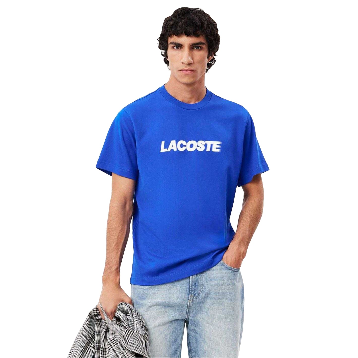 Blue-White - Side - Lacoste Mens Heavy Cotton T-Shirt