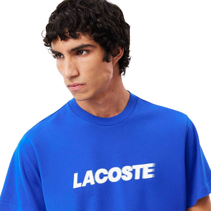Blue-White - Pack Shot - Lacoste Mens Heavy Cotton T-Shirt