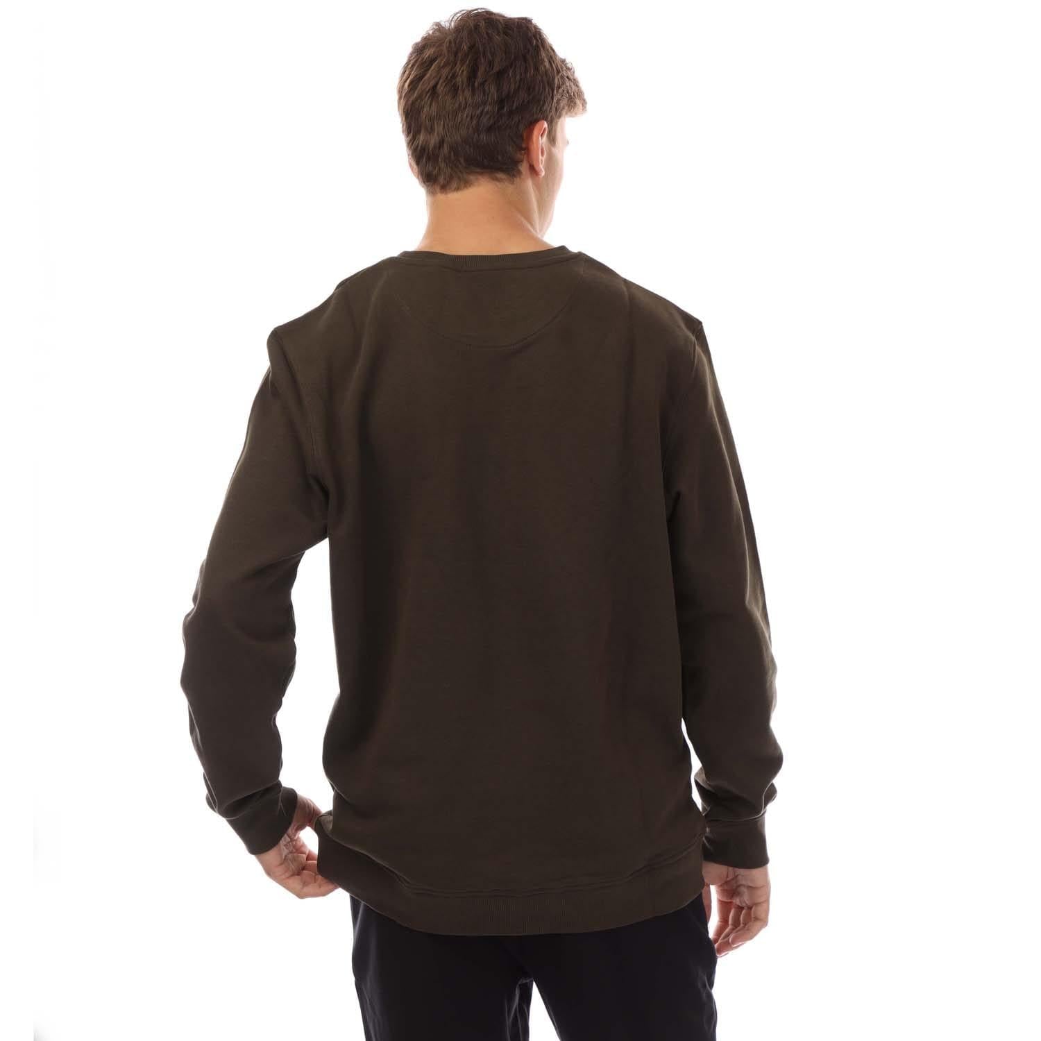 Olive - Back - Lyle & Scott Mens Printed Organic Crew Neck Sweatshirt
