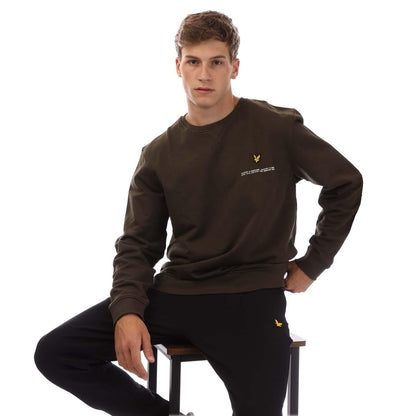 Olive - Lifestyle - Lyle & Scott Mens Printed Organic Crew Neck Sweatshirt