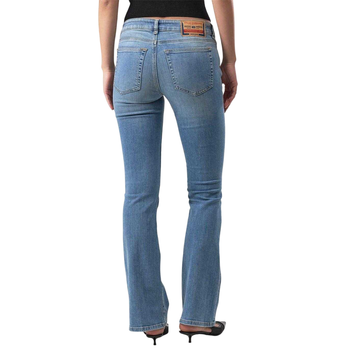 Blue - Back - Diesel Womens Ebbey Cotton Denim Bootcut Jeans