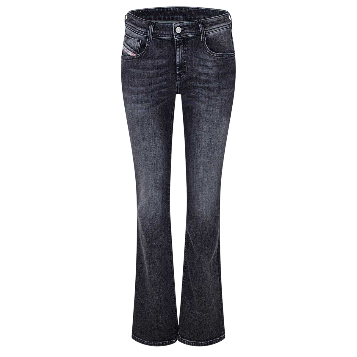 Washed Black - Front - Diesel Womens Ebbey Cotton Denim Bootcut Jeans