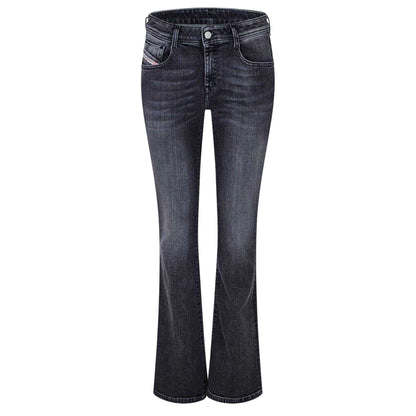 Washed Black - Front - Diesel Womens Ebbey Cotton Denim Bootcut Jeans
