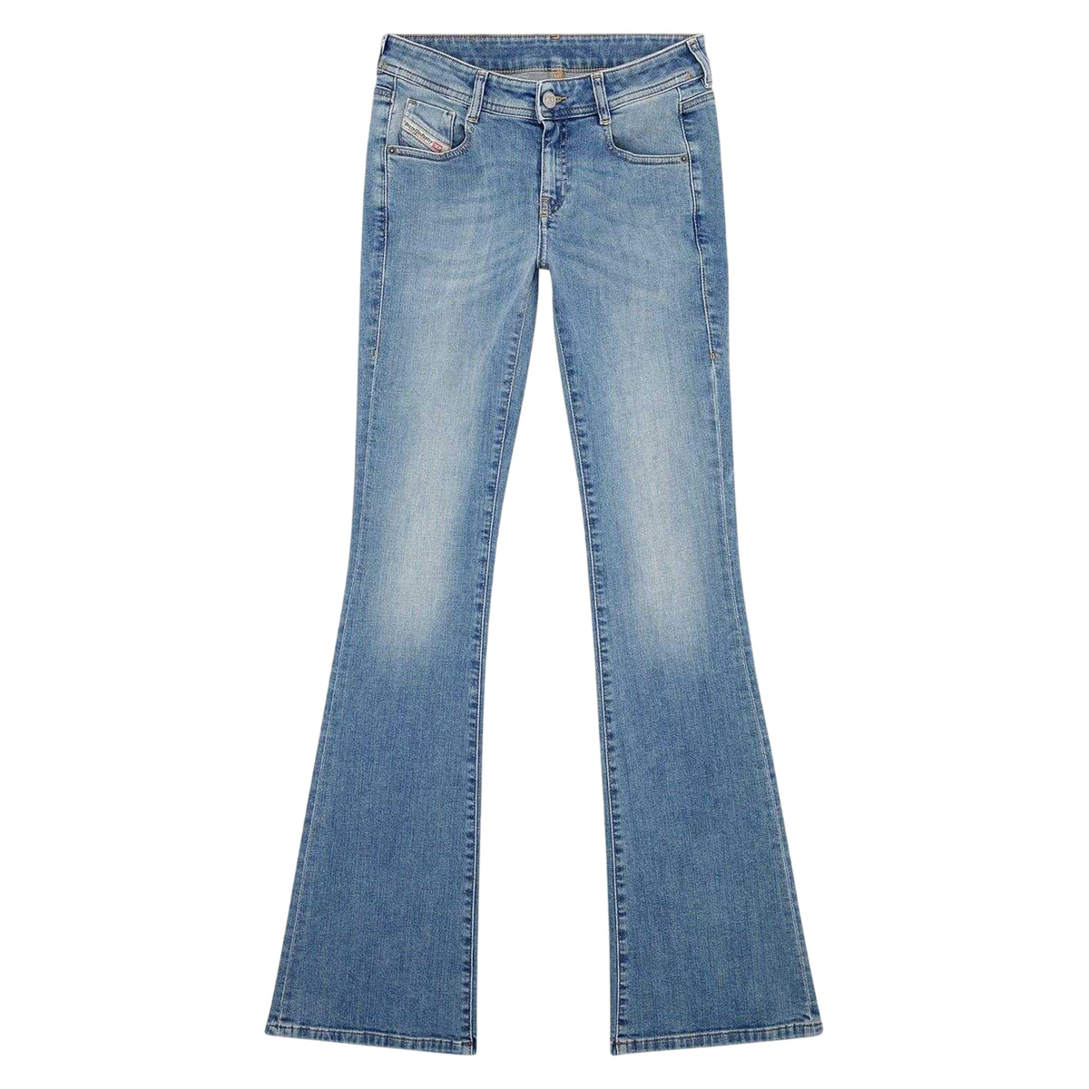Blue - Front - Diesel Womens Ebbey Cotton Denim Bootcut Jeans