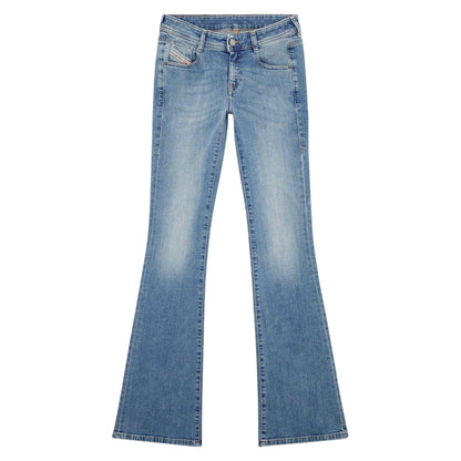 Blue - Front - Diesel Womens Ebbey Cotton Denim Bootcut Jeans