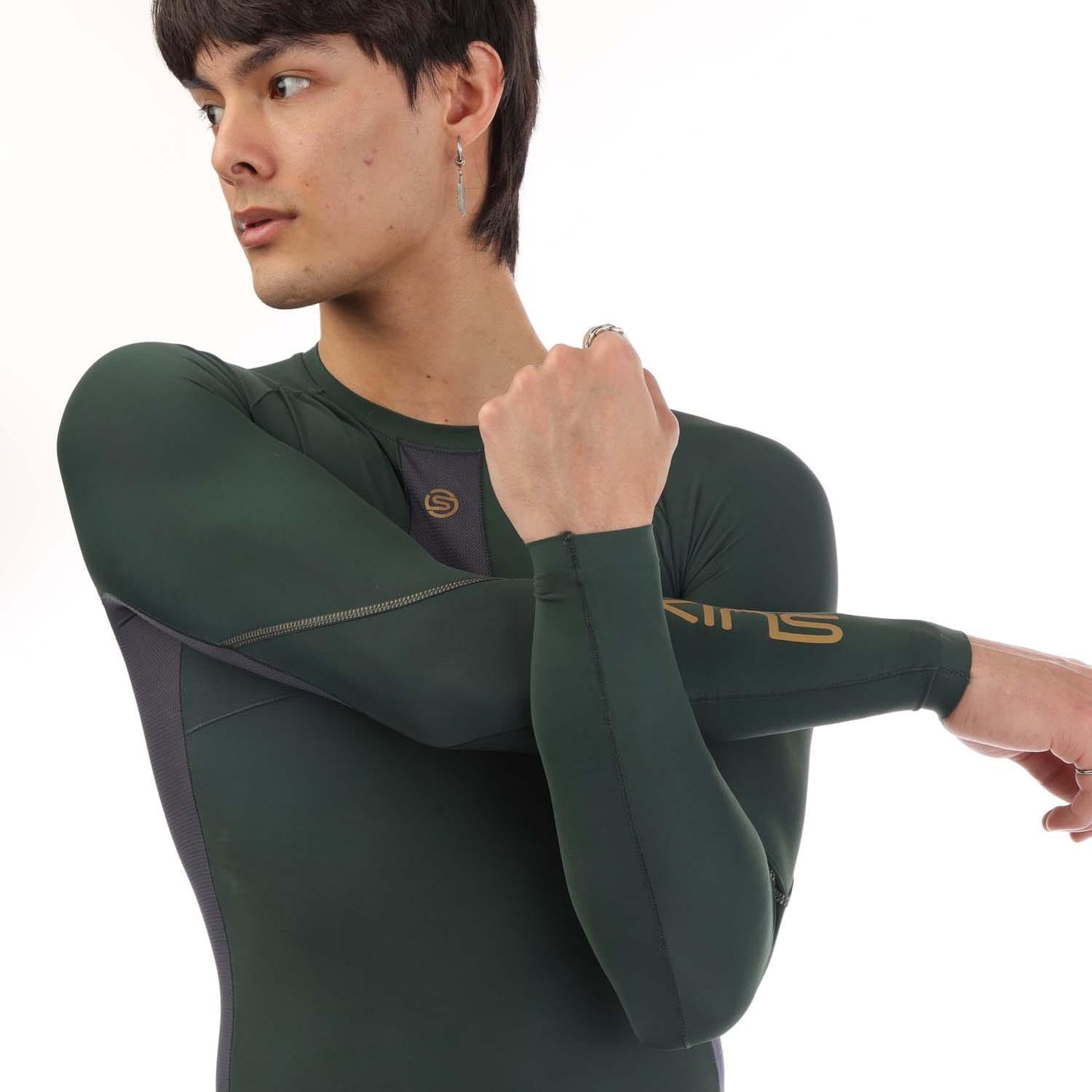 Green - Side - Skins Mens Series-3 Long-Sleeved Top