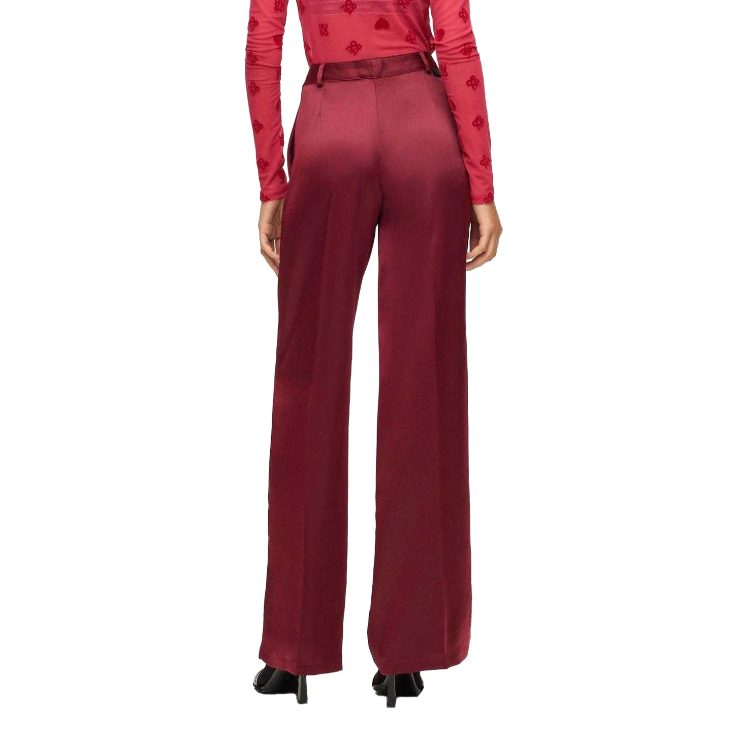 Red - Back - Hugo Boss Womens-Ladies Haroti-1 Regular Trousers
