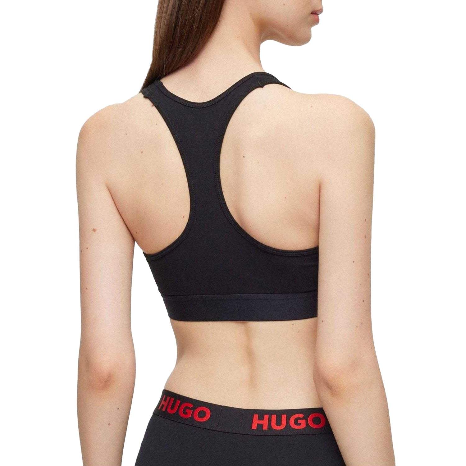Black - Back - Hugo Womens-Ladies Logo Cotton Padded Bralette