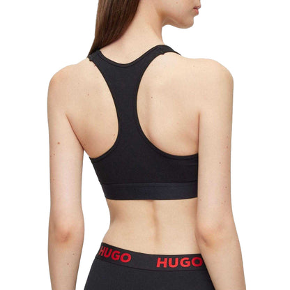 Black - Back - Hugo Womens-Ladies Logo Cotton Padded Bralette