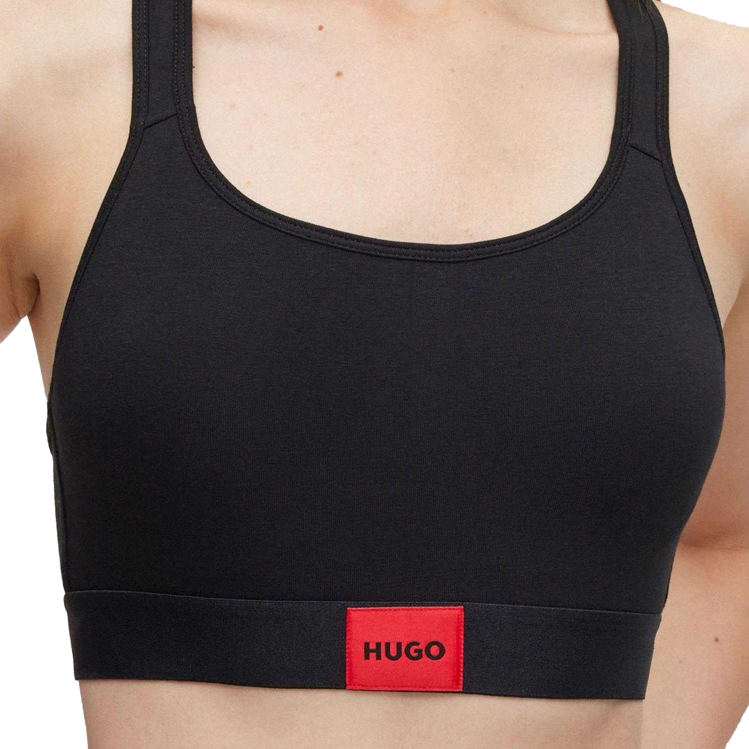 Black - Lifestyle - Hugo Womens-Ladies Logo Cotton Padded Bralette