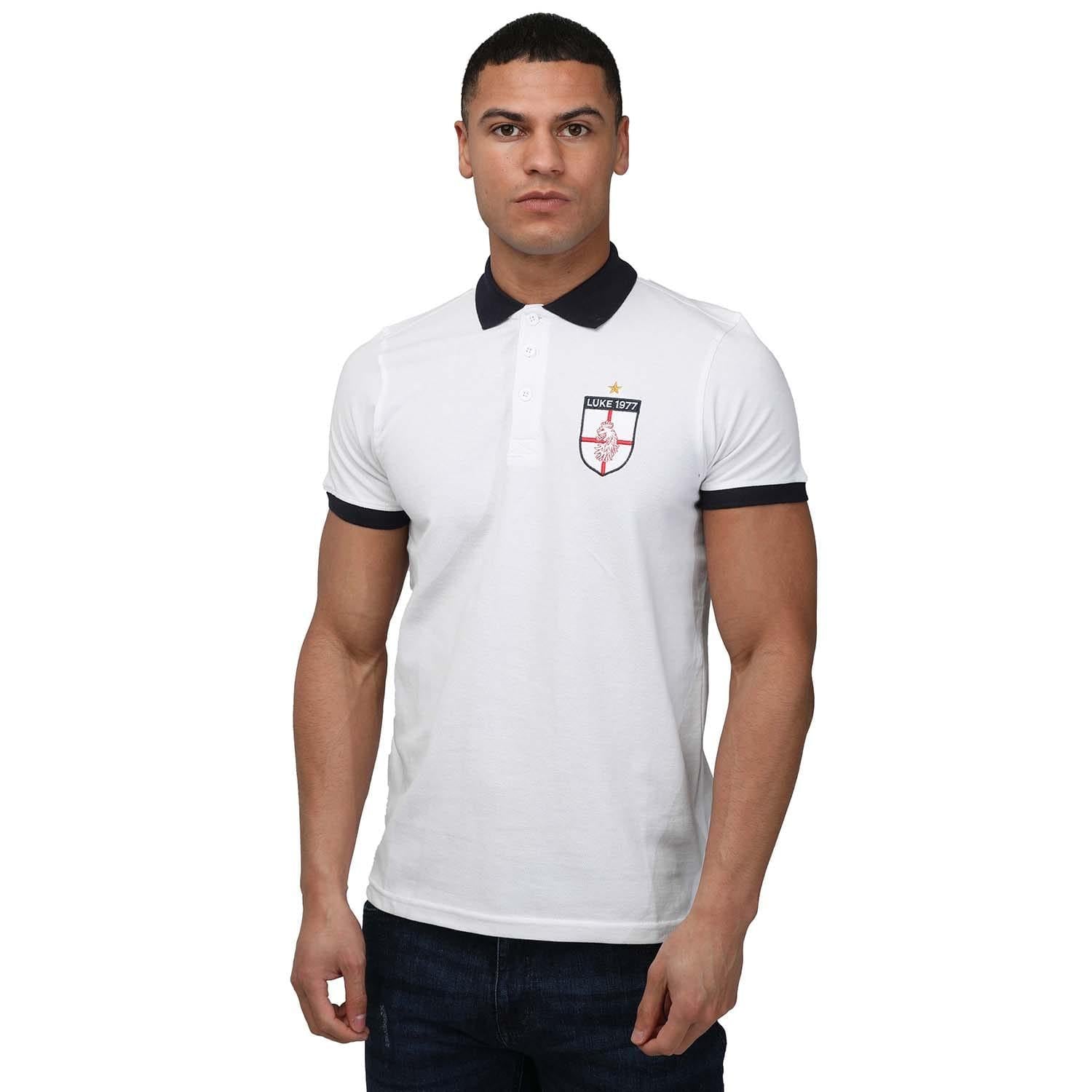 White - Front - Luke 1977 Mens Bobbys Goal Polo Shirt