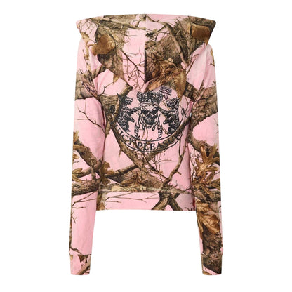 Edge-Pink - Back - Pleasures Unisex Adult Camouflage Full Zip Hoodie