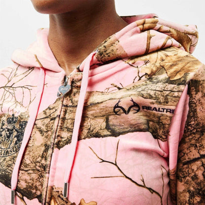 Edge-Pink - Side - Pleasures Unisex Adult Camouflage Full Zip Hoodie