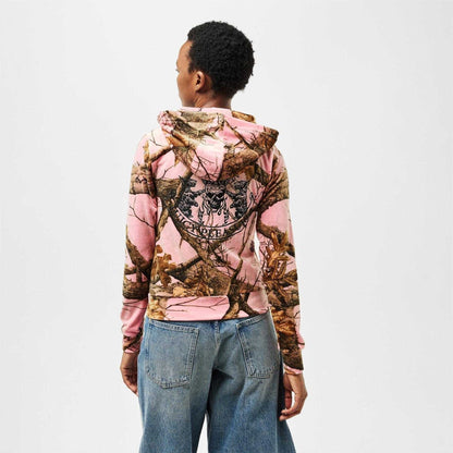 Edge-Pink - Pack Shot - Pleasures Unisex Adult Camouflage Full Zip Hoodie