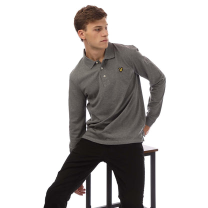 Grey - Lifestyle - Lyle & Scott Mens Long-Sleeved Polo Shirt