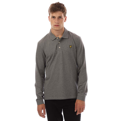 Grey - Front - Lyle & Scott Mens Long-Sleeved Polo Shirt