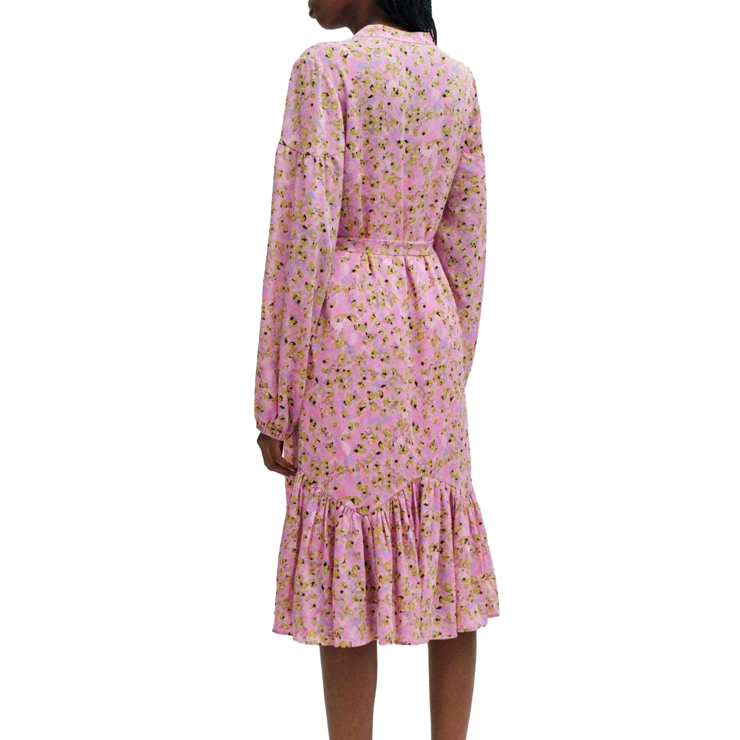 Pink - Back - Hugo Womens-Ladies Kawarda-1 Floral Dress
