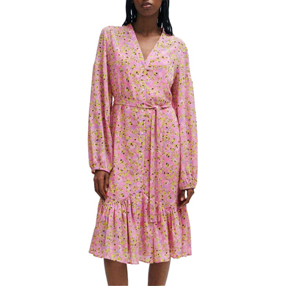 Pink - Side - Hugo Womens-Ladies Kawarda-1 Floral Dress