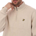 Beige - Side - Lyle & Scott Mens Shaker Stitched Quarter Zip Sweater Top