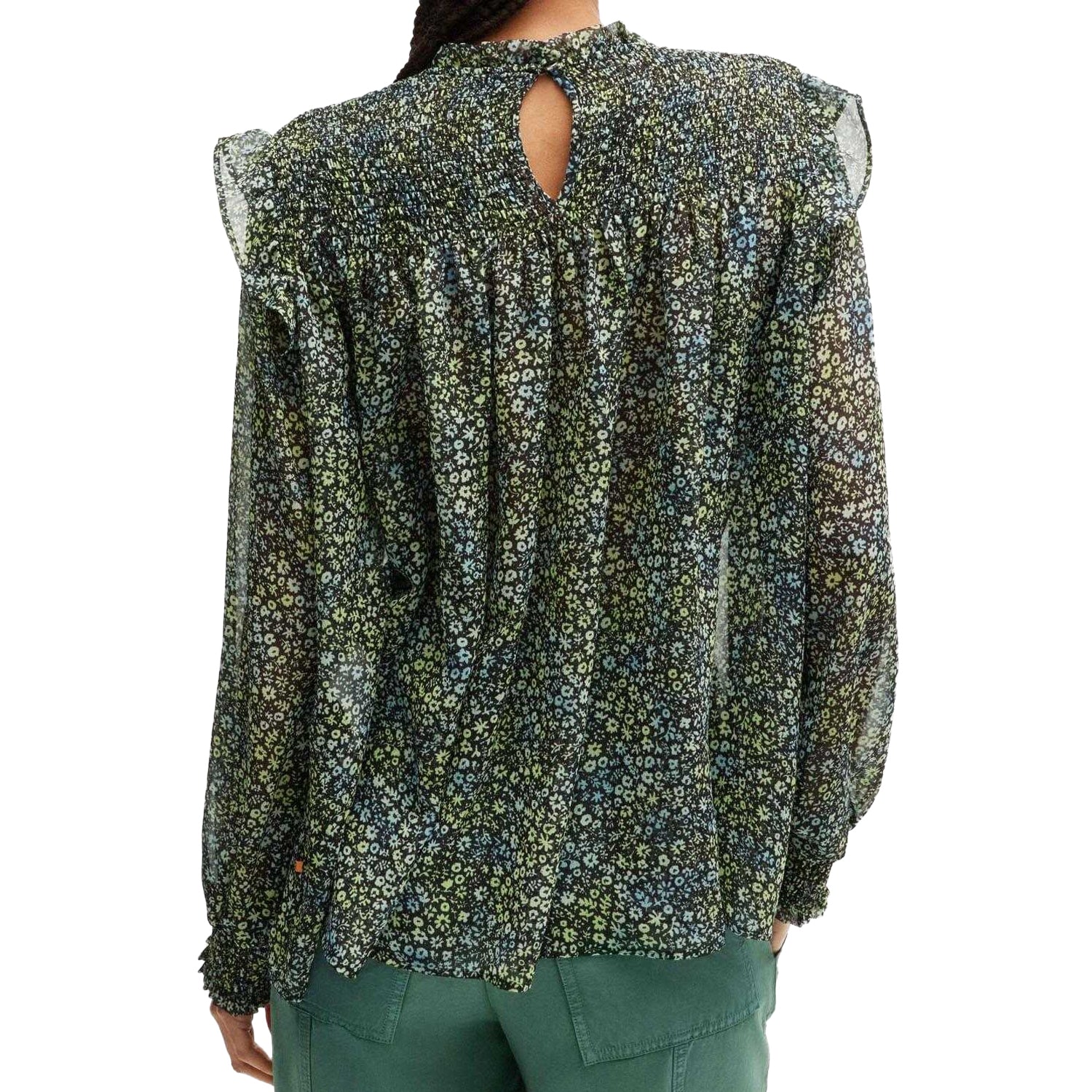 Multicoloured - Back - Hugo Boss Womens-Ladies Georgette Regular Blouse