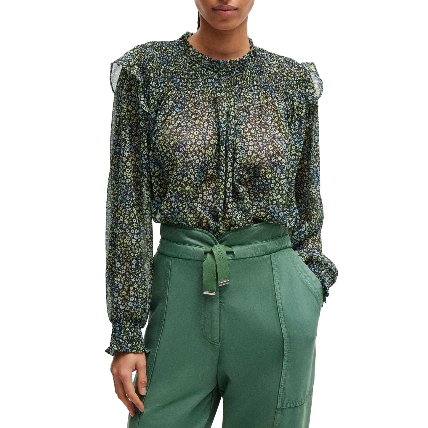 Multicoloured - Side - Hugo Boss Womens-Ladies Georgette Regular Blouse