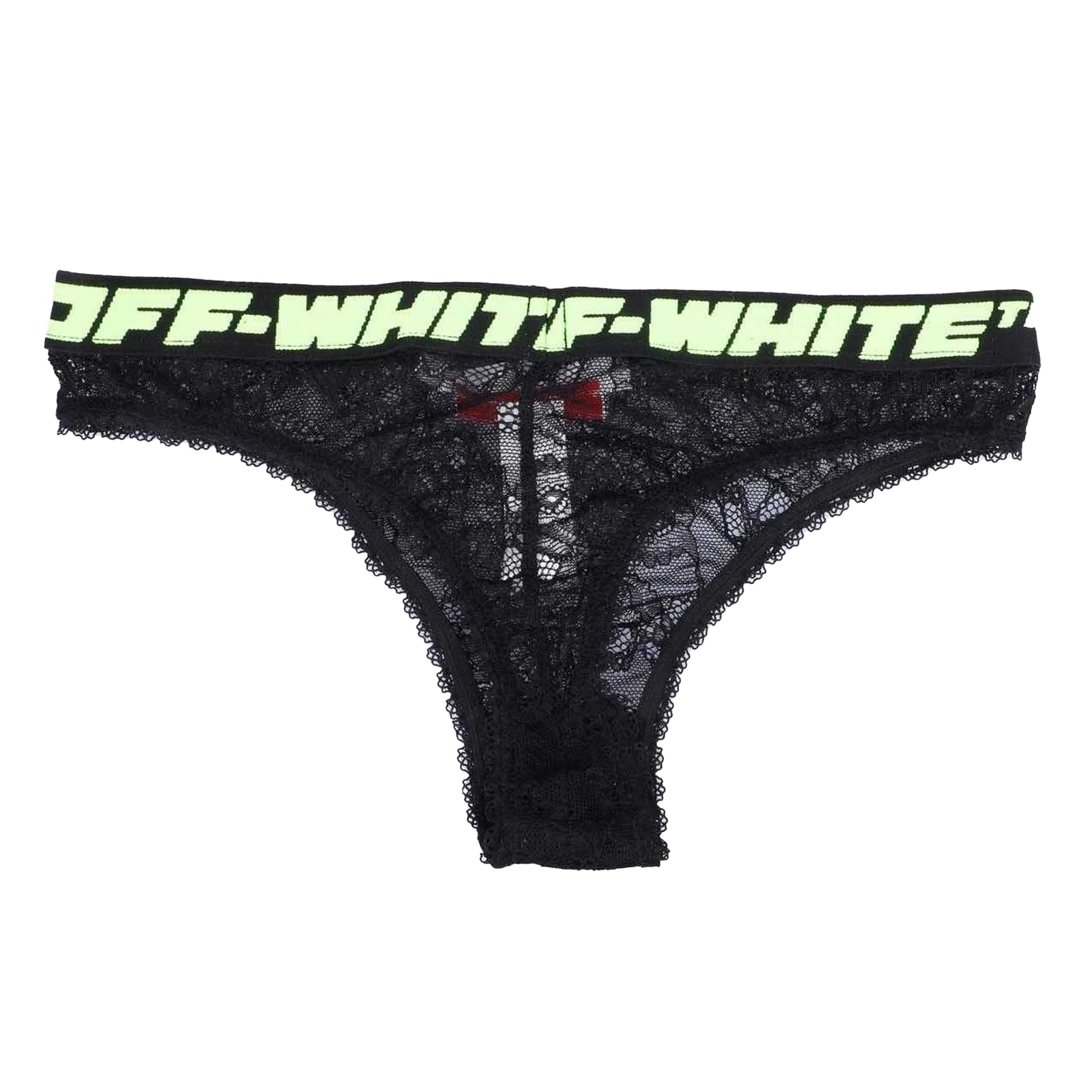 Black - Back - Off White Womens-Ladies Lace Thong